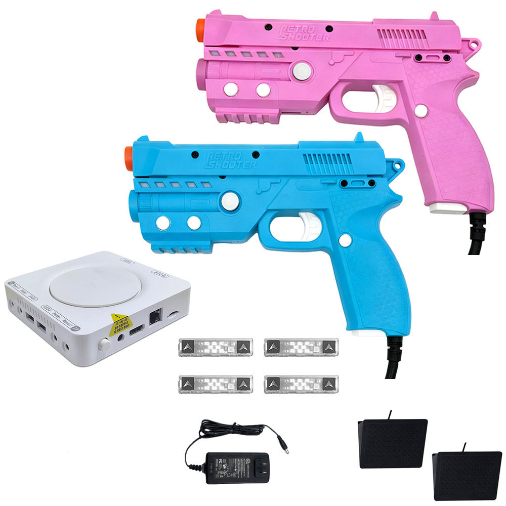 KAMRUI E3B Mini Gaming PC w/ 2 RS3 REAPERS RETROSHOOTER COMPLETE light Gun Kit (2 RS3 Pink & Blue REAPERS , PC HUB, MINI PC, WILRELESS MINI KEYBOARD)